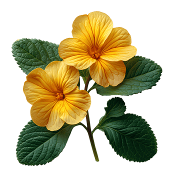 AI generated Yellow primrose flower png. yellow primrose flower top view PNG. yellow flower flat lay PNG. Primrose flower isolated. Spring time bloom png