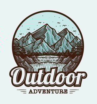 Vector of mountain logo, outdoor adventure, emblem design, vintage logo