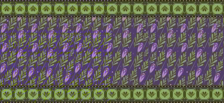 Seamless repeat borders with floral elements. Can be used for textiles, frames, borders, background decoration etc vector
