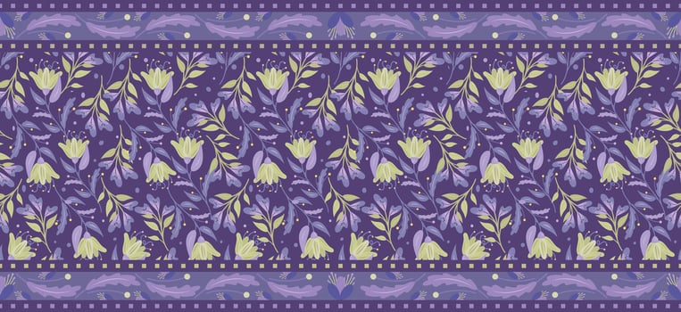 Seamless repeat borders with floral elements. Can be used for textiles, frames, borders, background decoration etc vector
