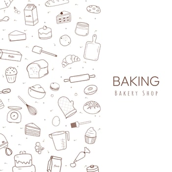 Bakery and baking tools with copy space vector