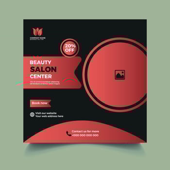 Beauty salon social media post, square banner template vector