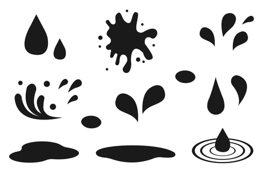 Water drops, droplet icons set vector