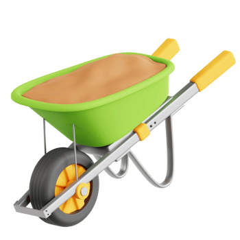 Wheelbarrow 3D Icon Illustration png