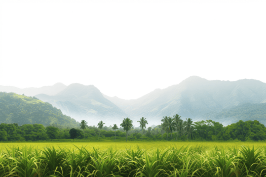AI generated Panorama of tropical rainforest and mountains isolated png