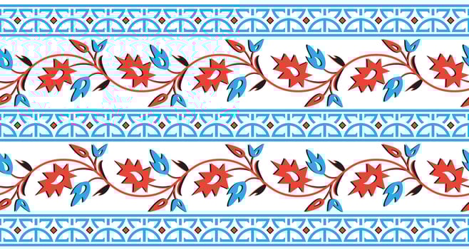 Textile fabric border motif pattern for a geometric oriental seamless pattern. Border decoration. Design for background, wallpaper, vector illustration, textile, batik, carpet, fabric, clothing