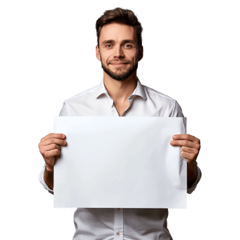 AI generated Man holding an empty placard isolated on transparent background png
