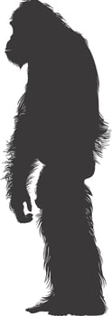 AI generated silhouette orang utan animal full body black color only vector