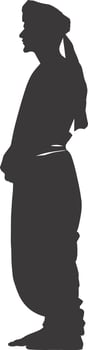 AI generated silhouette of an arabian person wearing a turban black color only vector