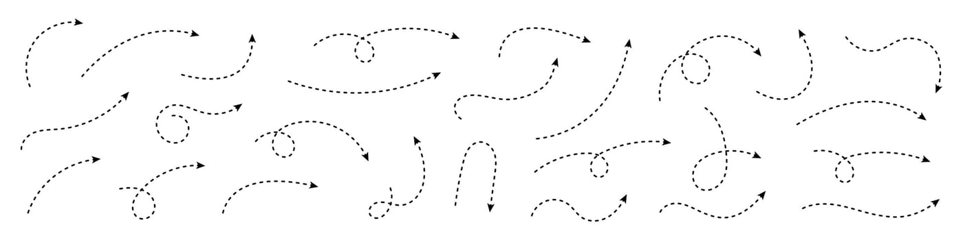 Curved dotted arrow. Zigzag arrow stripes design with dotted lines. vector