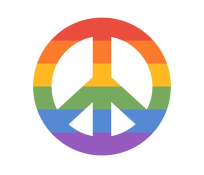 LGBT rainbow peace sign. Symbol of LGBTQ pride community. Vector illustration in hand drawn style