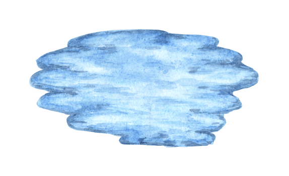 Watercolor illustration of an azure lake with light waves and ripples on the water. Surface of the water. Element of a natural scene the shore of a lake, pond. Isolated. For the design of a park, png
