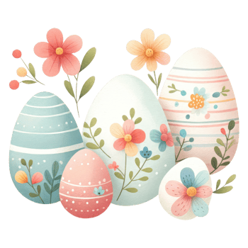 AI generated Decorative Floral Easter Eggs Illustration png