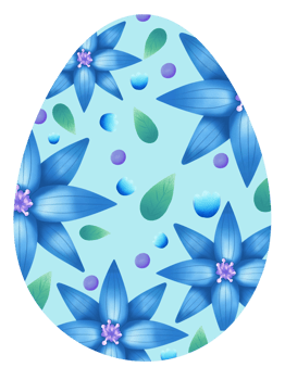 Easter egg with blue flowers pattern png