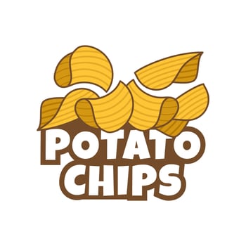 Logo Potato chips, Food and Snack logo with Simple Potato Cartoon, Unique Food, Snack, Chips Business identity Vector Icon isolated on white background
