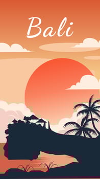 Bali beach sunset landscape background vector