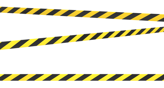 Warning tape and police line. Black and yellow line striped. Warning danger tape. Restriction tapes 3d rendering png