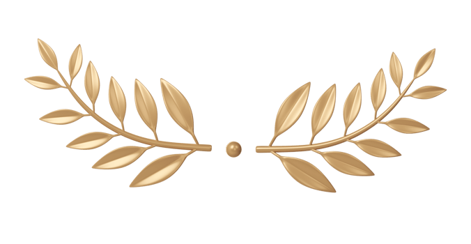 3d rendering golden laurel wreath divider. Trophy, award, champion victory concept png