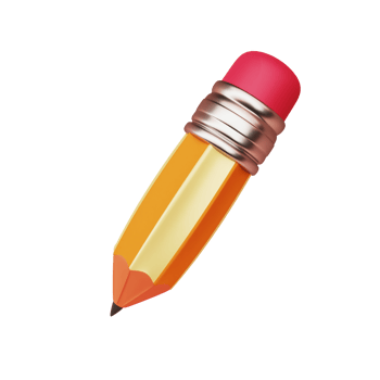 3d pencil icon. With cute cartoon style png