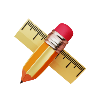 3d render Pencil and ruler. for office and school png