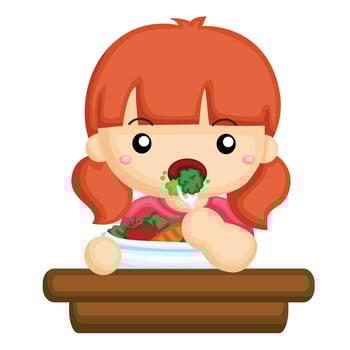 Kids Doing Healthy Lifestyle Eating Activity Cartoon Illustration Vector Clipart Sticker