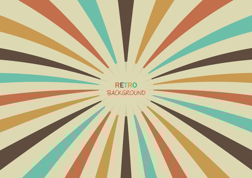 90s Retro Background Illustration with Rays. vector