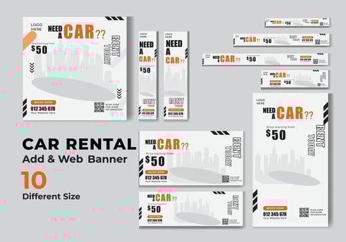 Car Rental Web Ads Banner Template. Business Ads Banner template. vector
