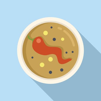 Red pepper cream soup icon flat vector. Dining repast vector