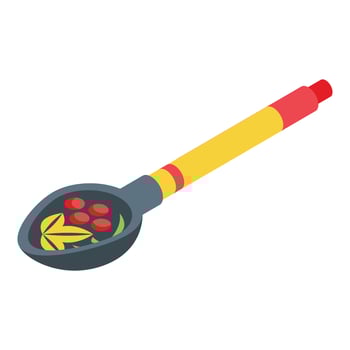 Traditional wood spoon icon isometric vector. Menu breakfast vector