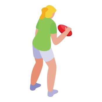 Fast rugby player icon isometric vector. Holding motion vector