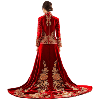 AI generated Velvet ao dai isolated on transparent background png
