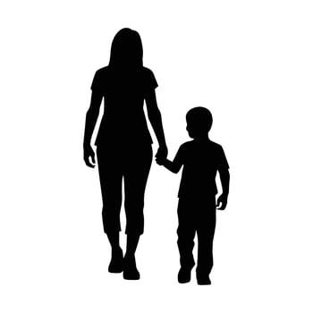 Mother and Baby Silhouette, Mother's Day vector illustration set, white background.