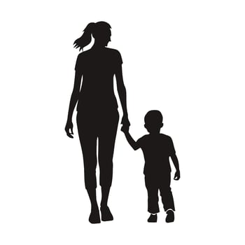 Mother and Baby Silhouette, Mother's Day vector illustration set, white background.