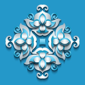 Abstract vector ornamental nature vintage papercut floral lace element.