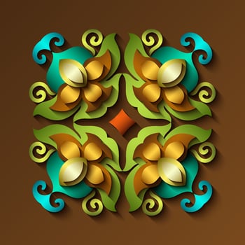 Abstract vector ornamental nature vintage papercut floral lace element.