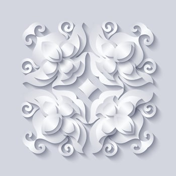 Abstract vector ornamental nature vintage papercut floral lace element