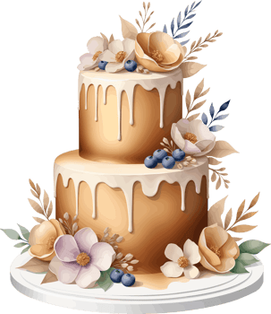 AI generated Isolated caramello cake decorated by flowers clipart on transparent background png, tasty design elements for dessert, cafe, food, bakery decoration png
