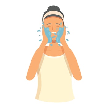 Water wash procedure icon cartoon vector. Cleaning face vector