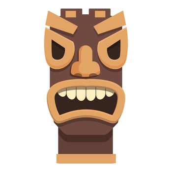 Angry wooden totem icon cartoon vector. Tribal indian vector