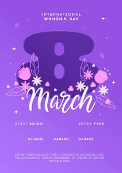 International women's day flyer with flowers 8 march vector
