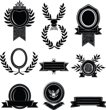AI generated Silhouette Vintage retro badges and medal element black color only vector