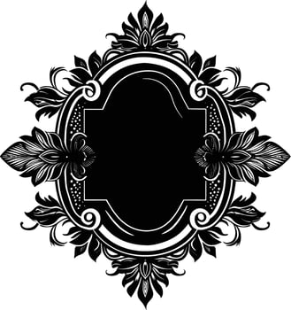 AI generated Silhouette vintage sticker label Vintage frames element for wedding invitation black color only vector