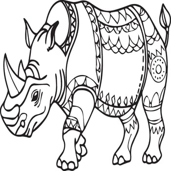 Indian rhinos coloring pages. Indian rhinos outline vector