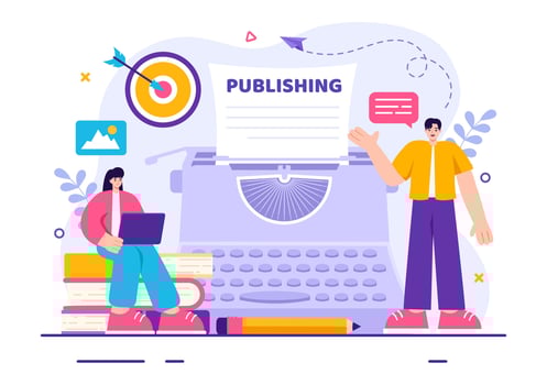 Digital Publishing Content Blog Marketing Writing Vector Illustration for Social Media or Webpage Organization in Flat Cartoon Background Design