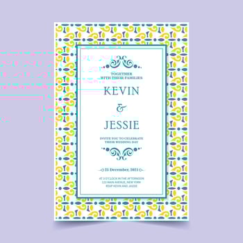gradient retro wedding invitation template vector