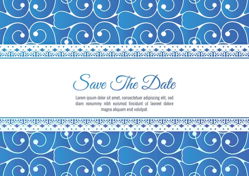 Blue invitation background style ornamental pattern vector