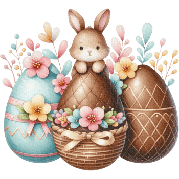AI generated egg chocolate cute character easter chocolate theme watercolor png