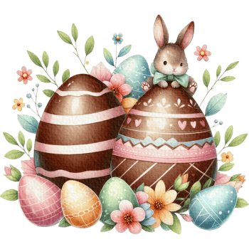 AI generated egg chocolate cute character easter chocolate theme watercolor png
