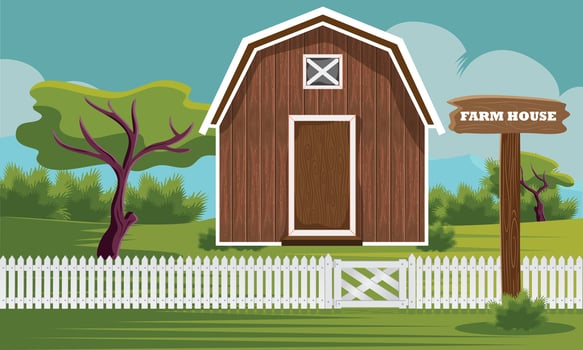 countryside wooden farm house vector
