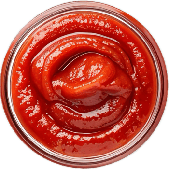 AI generated Swirled Ketchup in Glass Jar Top View png